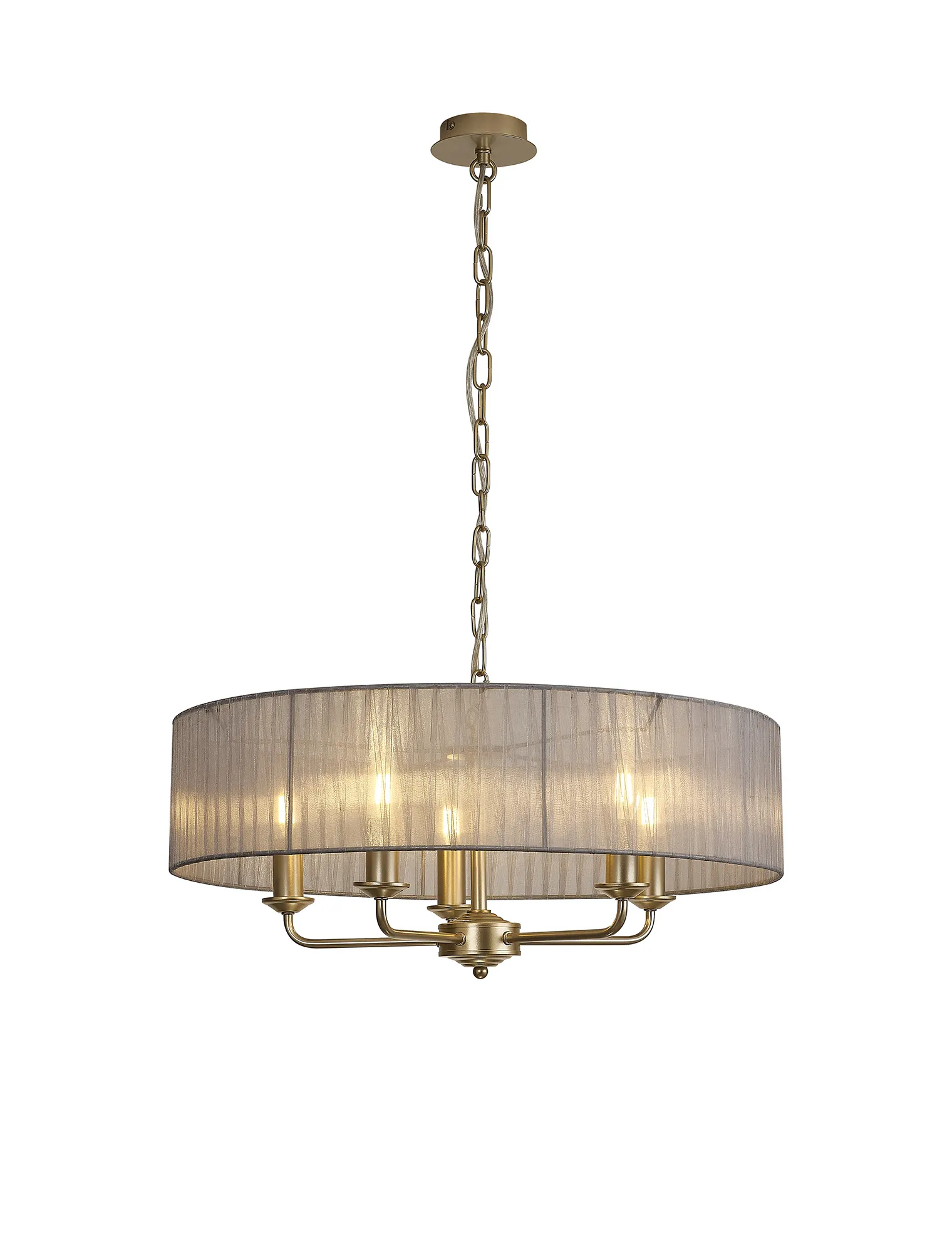 DK0966  Banyan 45cm 3 Light Pendant Champagne Gold, Grey